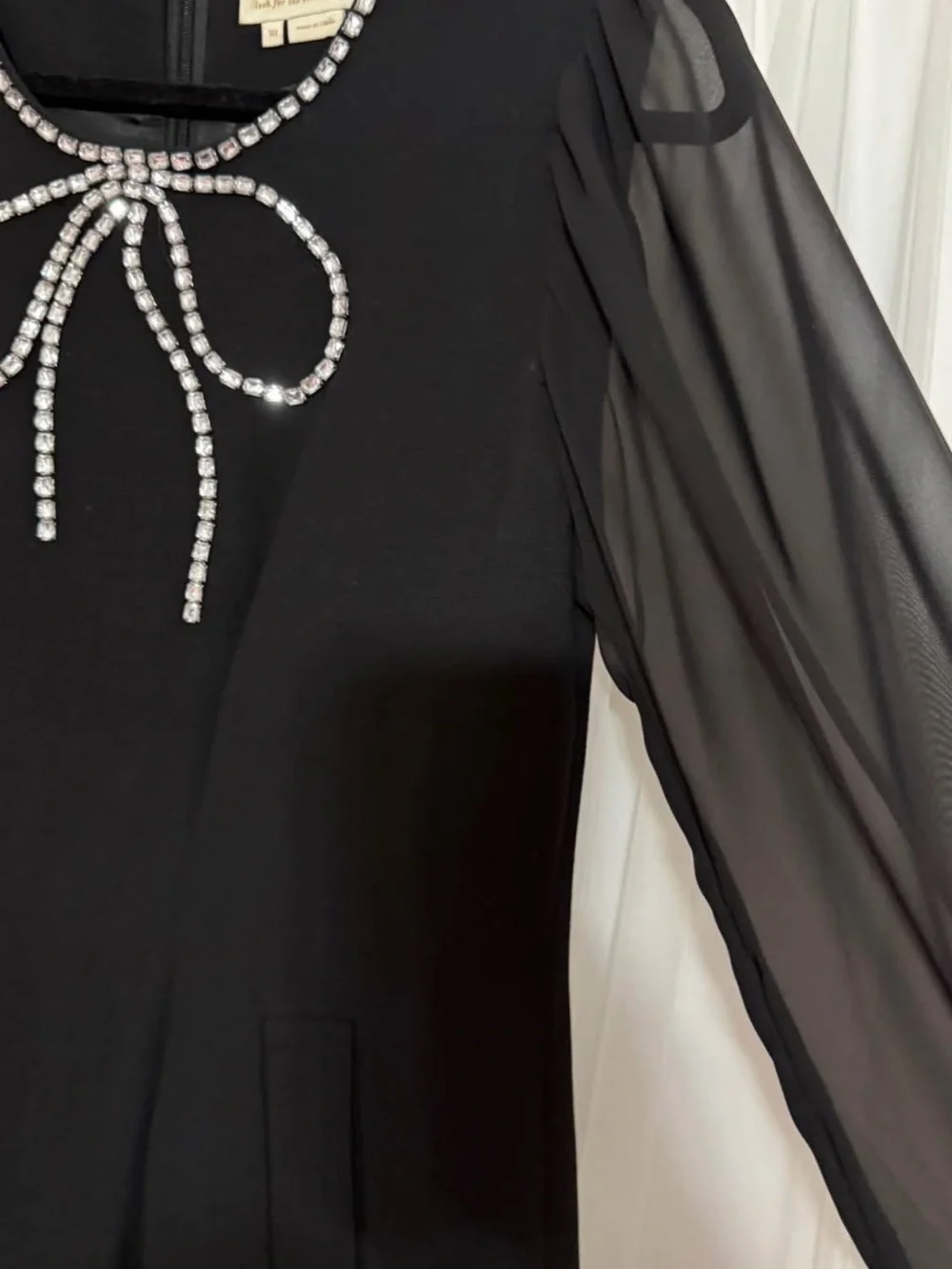 kate spade Black Long-Sleeve Dress with Crystal Bow